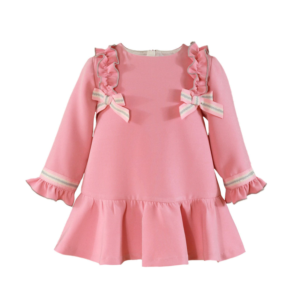 Miranda AW21 - Pink & Grey Baby Dress 500V - Mariposa Children's Boutique
