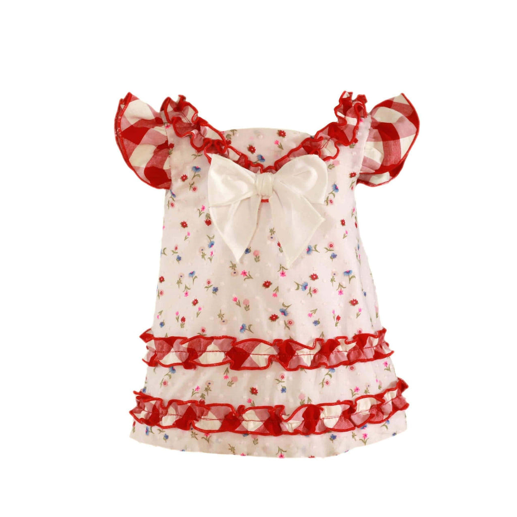 Miranda Baby Girls Dress Miranda SS21 PRE-ORDER - Red & Cream Floral Print Baby Summer Dress 76V