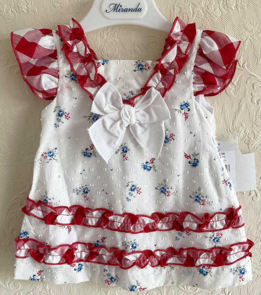 Miranda SS21 - Red & Cream Floral Print Baby Summer Dress 76V - Mariposa Children's Boutique
