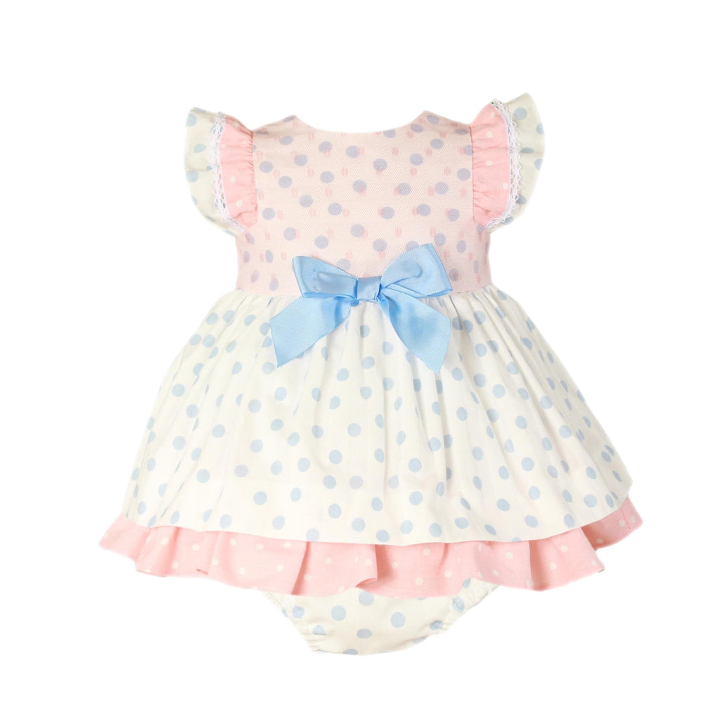 Miranda SS22 - Baby Girls Polka Dot Dress & Knickers 145VB - Mariposa Children's Boutique