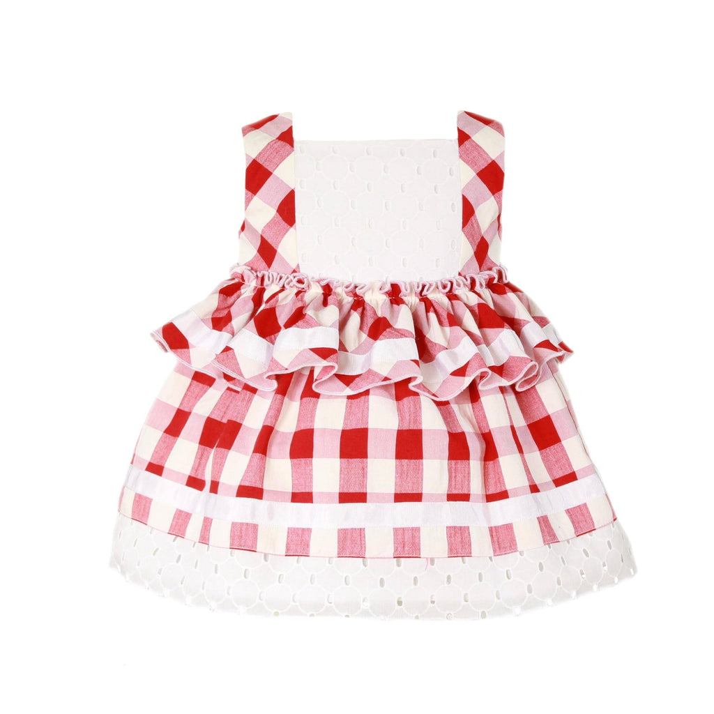 Miranda SS22 - Baby Girls Red Check Dress 516V - Mariposa Children's Boutique