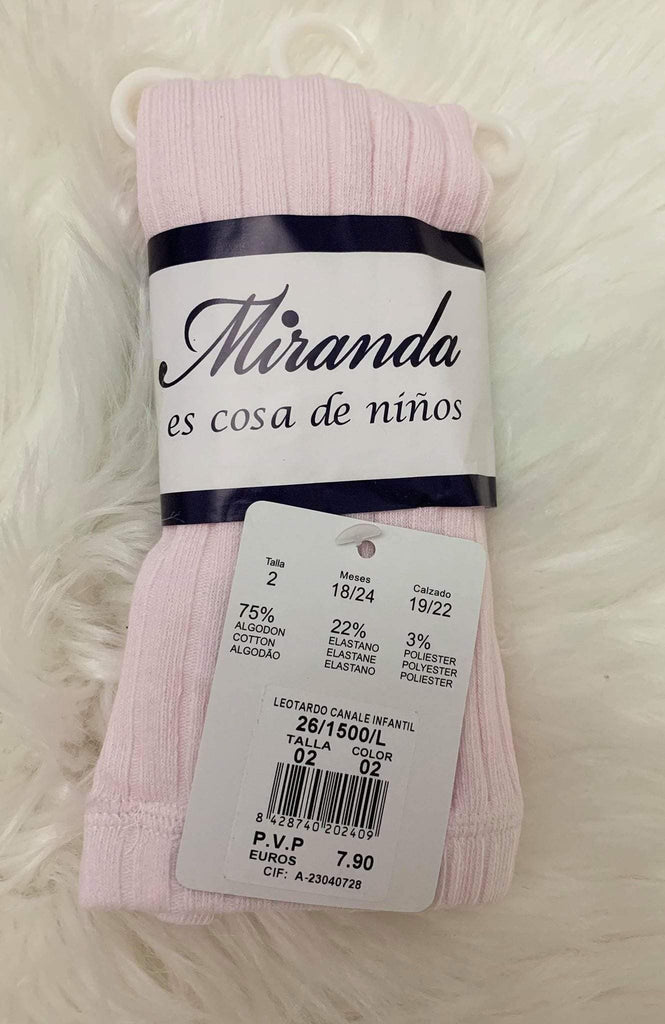 Miranda - Children's Spanish Pink RIBBED Girl's Tights 1500L - Mariposa Children's Boutique