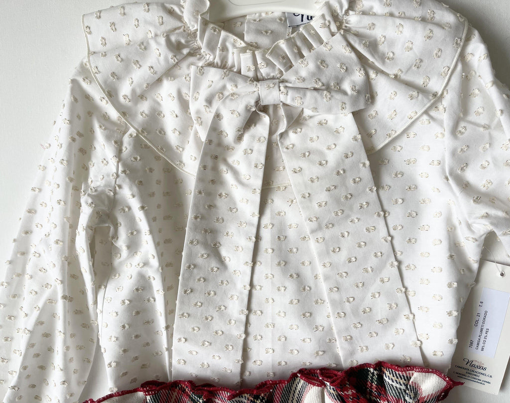 Naxos AW22 - Tartan Print Skirt with Matching Cream & Gold Blouse - Mariposa Children's Boutique