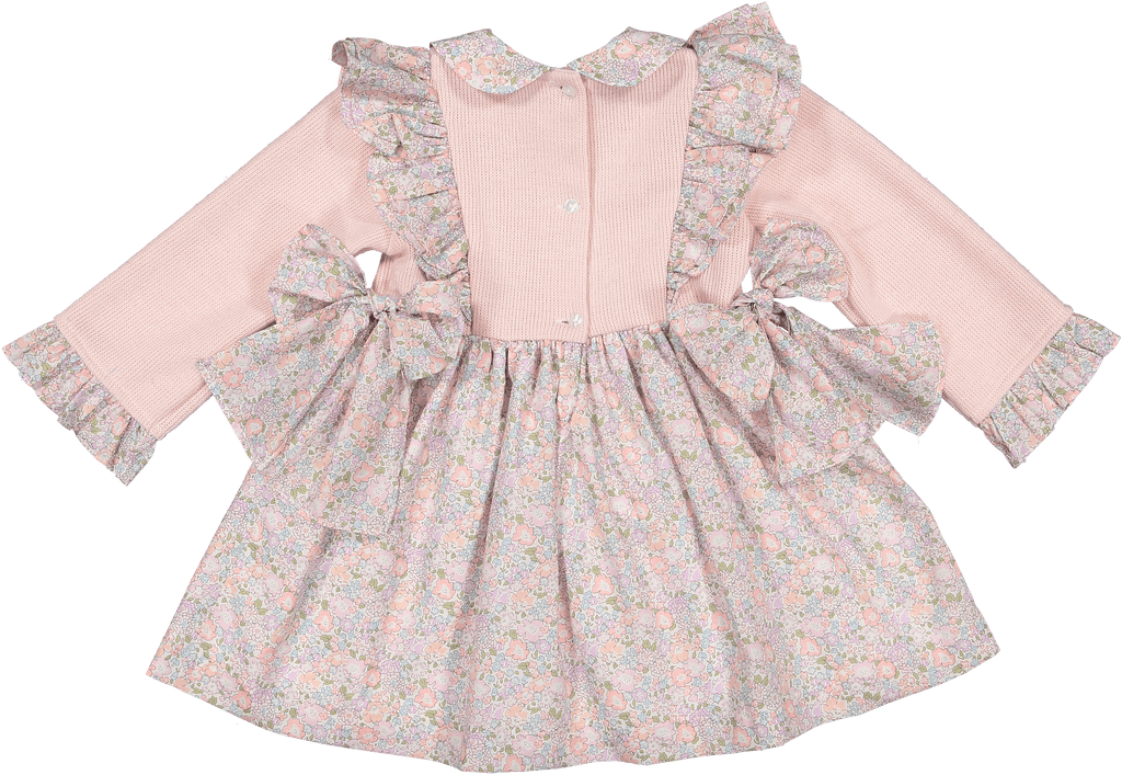 Sal & Pimenta AW22 - Pink Floral Knit Tuilleries Dress - Mariposa Children's Boutique