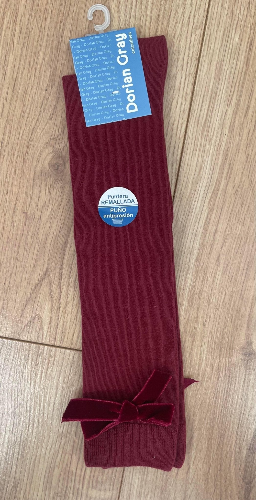 Socks - Girl's Spanish Bow Knee High Socks BURGUNDY & MUSTARD - Mariposa Children's Boutique