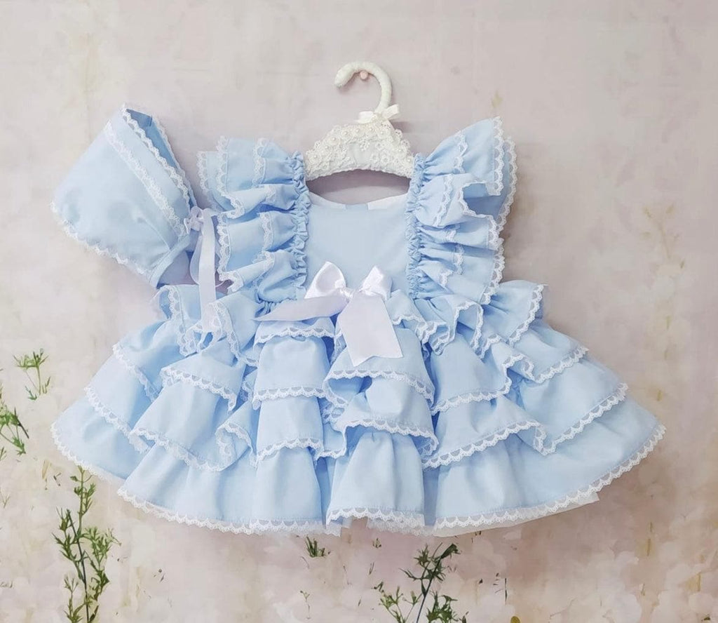 Sonata SS22 - Baby Blue Ruffle Dress - Mariposa Children's Boutique