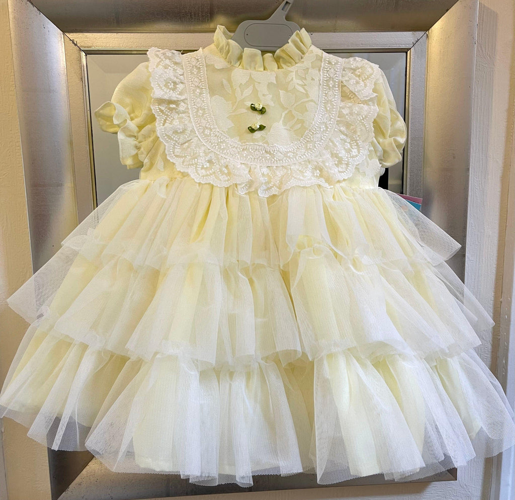 Sonata SS23 IN-STOCK - Girls Lemon Florecilla Ruffle Dress - Mariposa Children's Boutique
