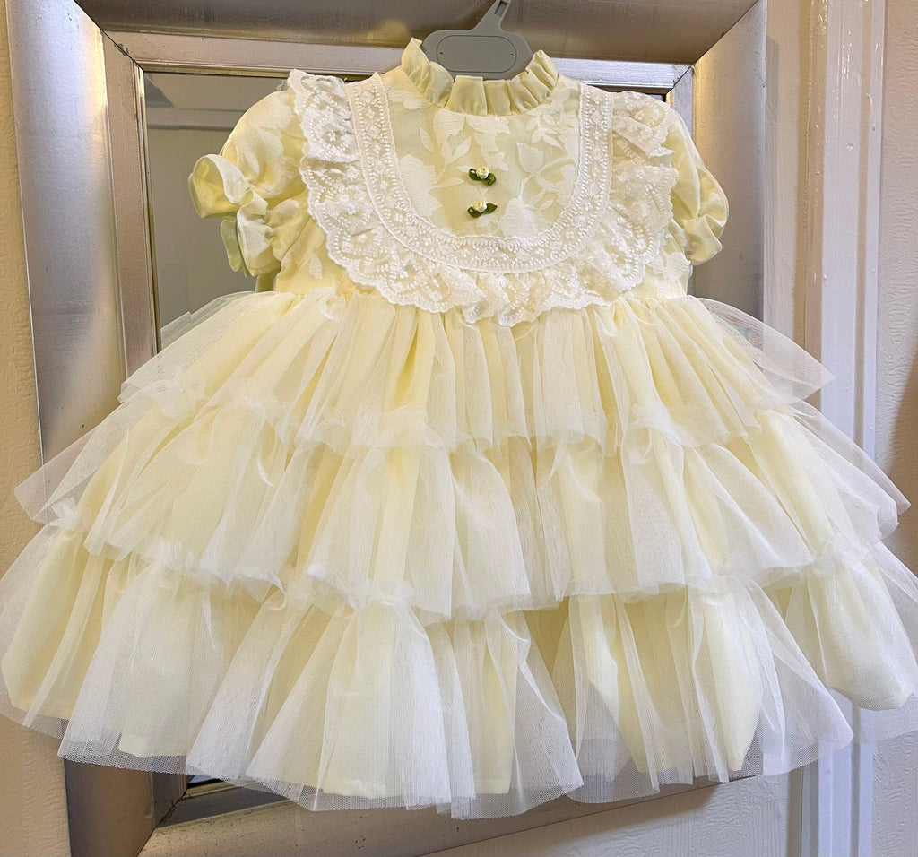 Sonata SS23 IN-STOCK - Girls Lemon Florecilla Ruffle Dress - Mariposa Children's Boutique