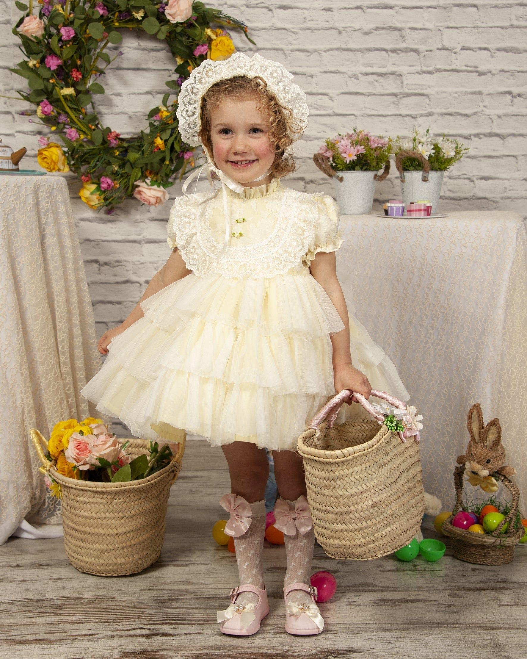 Sonata SS23 PRE-ORDER - Girls Yellow Florecilla Dress - Mariposa Children's Boutique