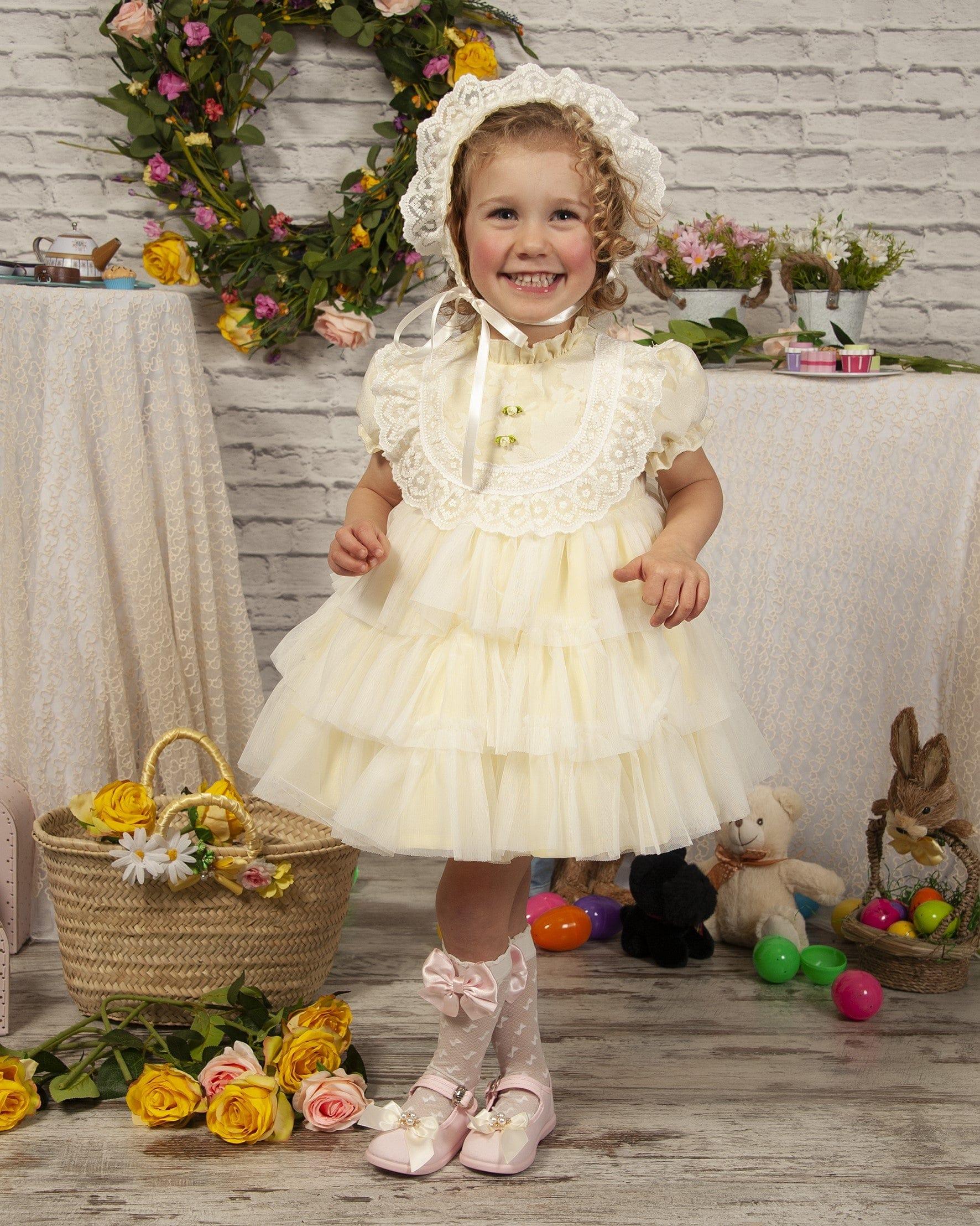 Sonata SS23 PRE-ORDER - Girls Yellow Florecilla Dress - Mariposa Children's Boutique