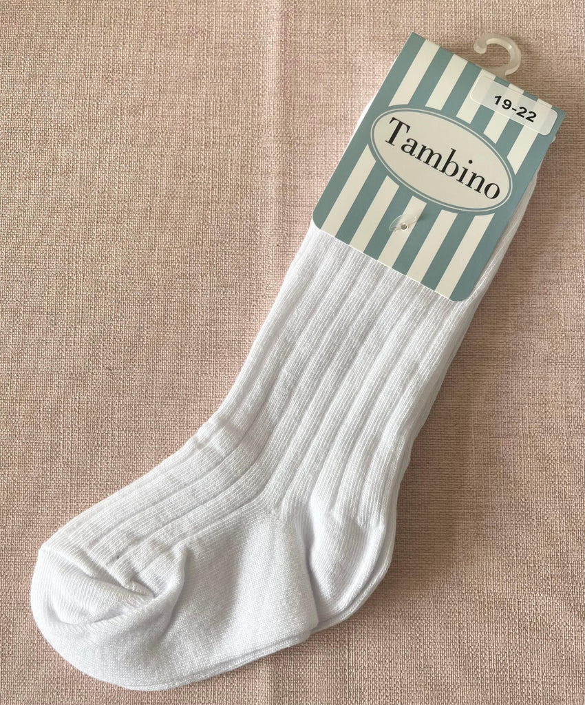 Tambino - Boys White Ribbed Socks - Mariposa Children's Boutique