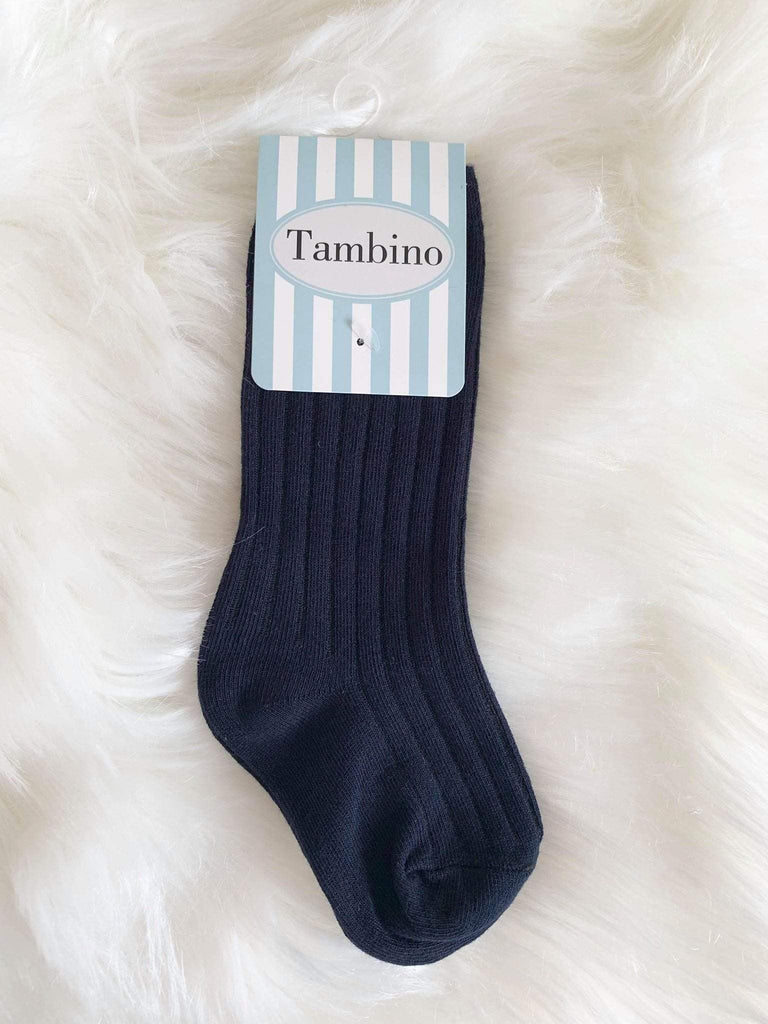 Tambino Socks - Boys Navy Ribbed Knee High Socks - Mariposa Children's Boutique