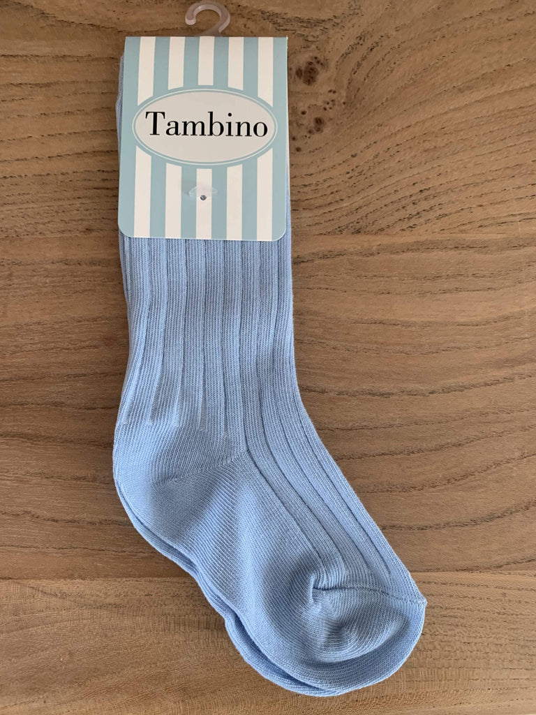 Tambino Socks - Boys Ribbed Knee High Blue Socks - Mariposa Children's Boutique