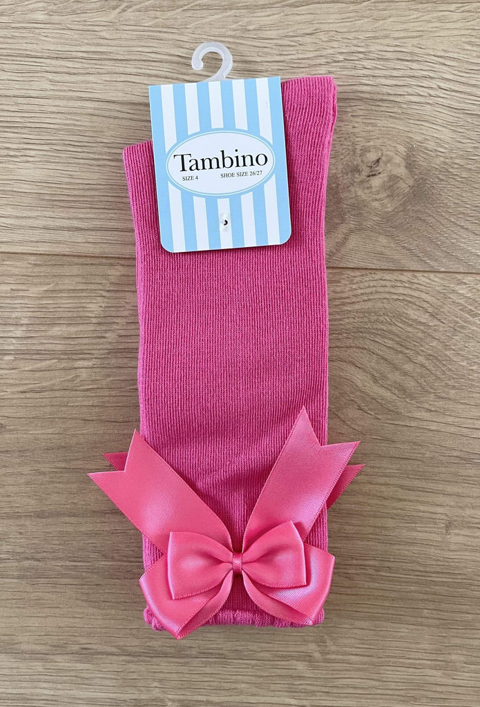 Tambino Socks & Tights Tambino Knee High Bow Socks - Fuchsia