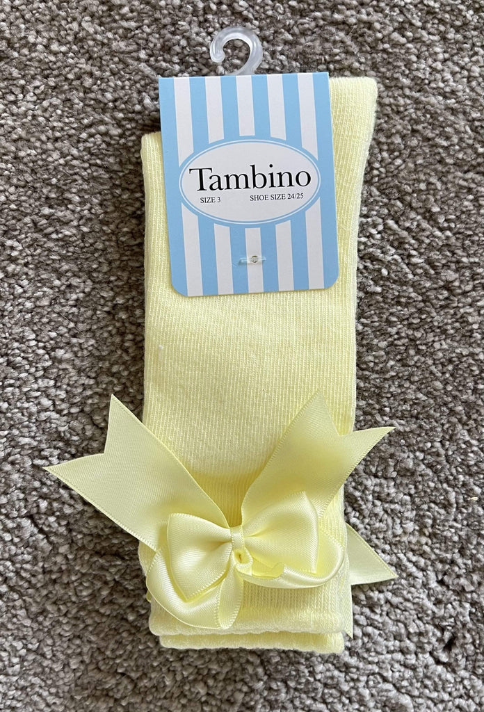 Tambino Socks & Tights Tambino Knee High Bow Socks - LEMON