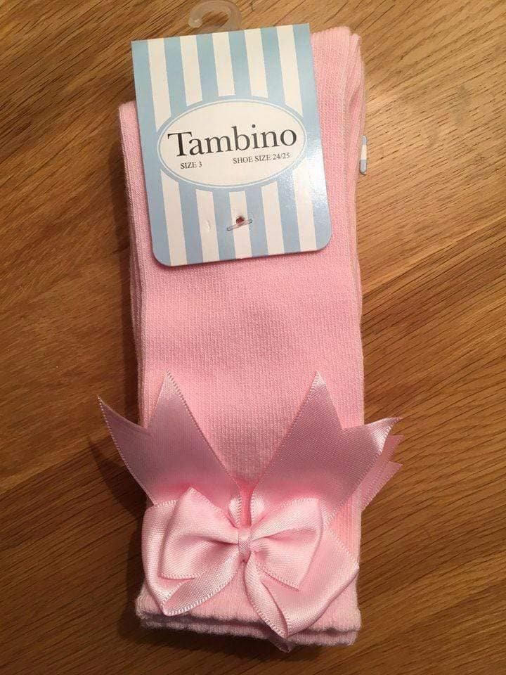 Tambino Socks - Girl's Pink Knee High Bow Socks - Mariposa Children's Boutique